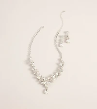 Perfect Glamour Rhinestone Necklace And Earrings Set