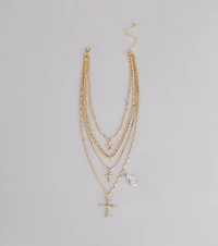 Stacked Shine Necklace And Earrings Set