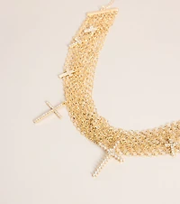 Little Bit Extra Cross Charm Layered Chain Necklace