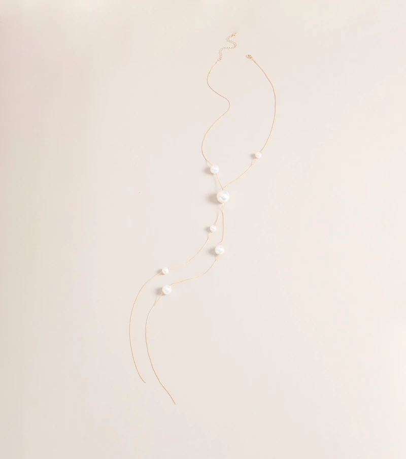 Refined Glow Pearl Lariat Necklace