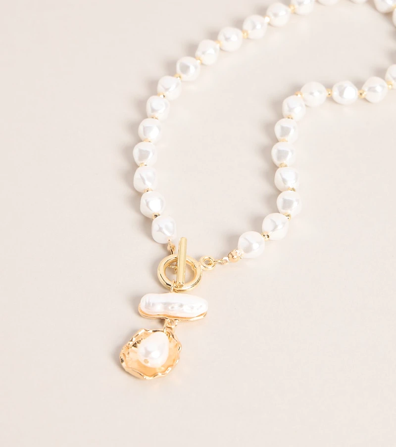 Layered Luxe Pearl Toggle Necklace