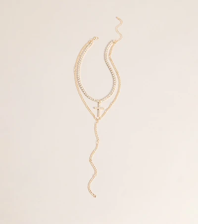 Icon Glow Cross Layered Necklace
