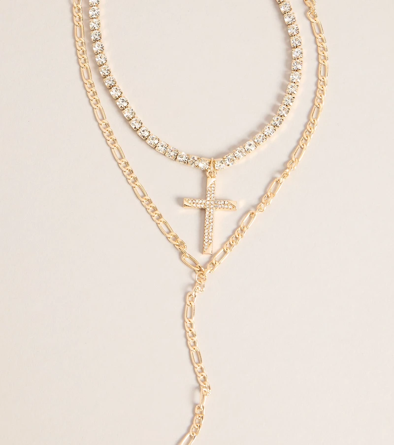 Icon Glow Cross Layered Necklace