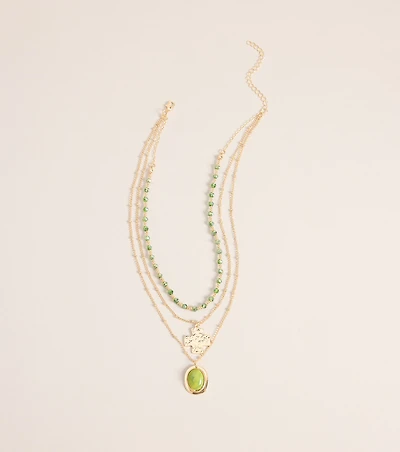 Chic And Styled Layered Stone Charm Necklace