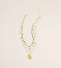 Chic And Styled Layered Stone Charm Necklace