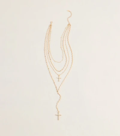 Chic And Styled Cross Charm Layered Necklace
