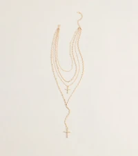 Chic And Styled Cross Charm Layered Necklace