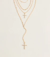Chic And Styled Cross Charm Layered Necklace