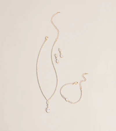 Polished Sparkle Rhinestone Jewelry Set