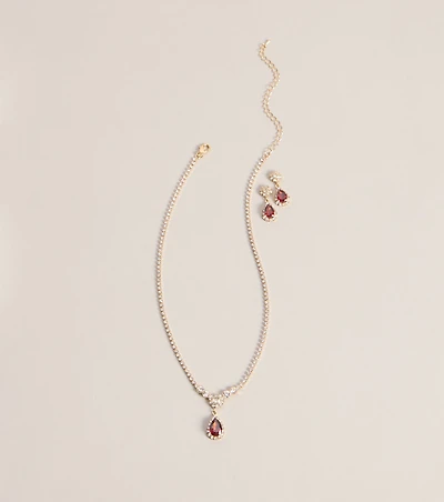 Luxe Sparkle Rhinestone Necklace And Earrings Set
