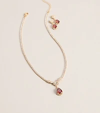 Luxe Sparkle Rhinestone Necklace And Earrings Set