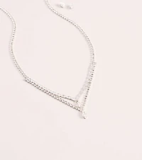Glam Detail Cubic Zirconia Necklace And Earrings Set
