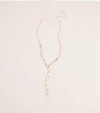 Polished Glam Rhinestone Lariat Necklace