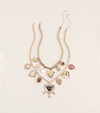 Heart List Charm Necklace Set