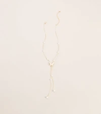 Caught Fluttering Pearl Butterfly Lariat Necklace