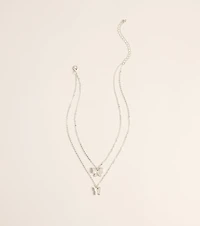 Butterfly Effect Layered Rhinestone Pendant Necklace