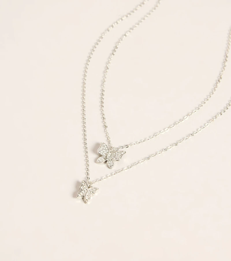 Butterfly Effect Layered Rhinestone Pendant Necklace