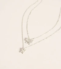 Butterfly Effect Layered Rhinestone Pendant Necklace