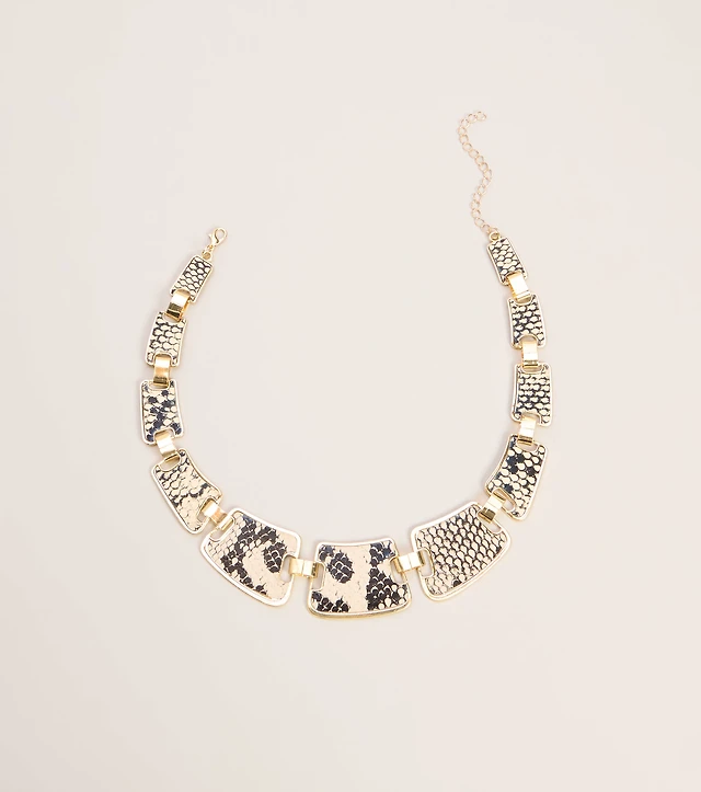 Wild Card Snake Print Statement Necklace