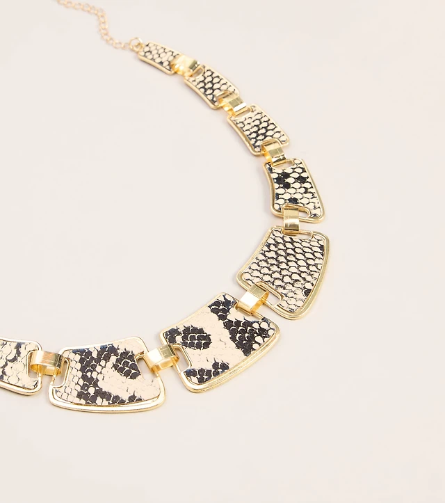 Wild Card Snake Print Statement Necklace