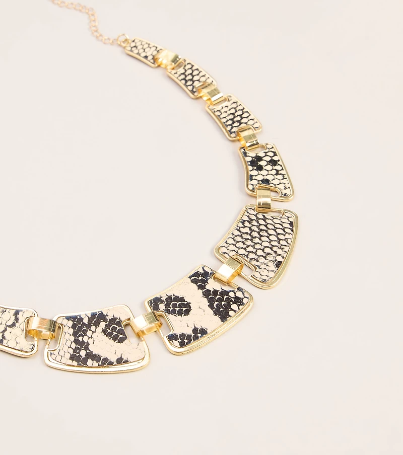 Wild Card Snake Print Statement Necklace