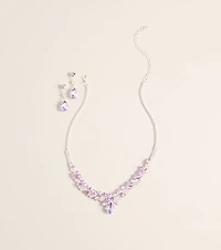 Pretty In Detail Rhinestone Necklace & Earring Set