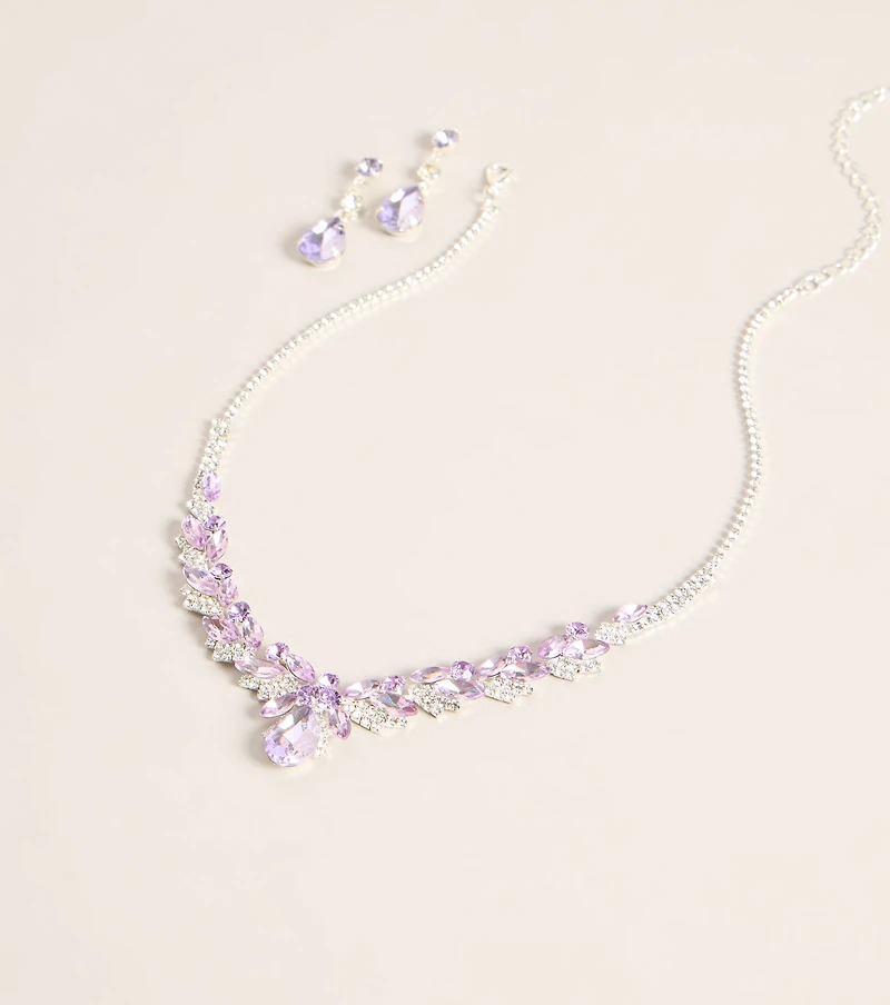 Pretty In Detail Rhinestone Necklace & Earring Set