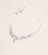 Pretty In Detail Rhinestone Necklace & Earring Set