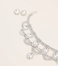 Booked to Dazzle Rhinestone Choker And Earrings