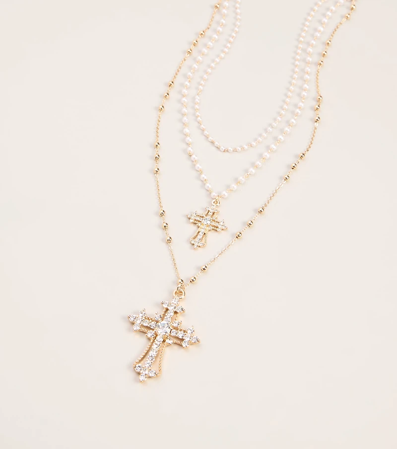 Crossed Paths Layered Pearl Necklace