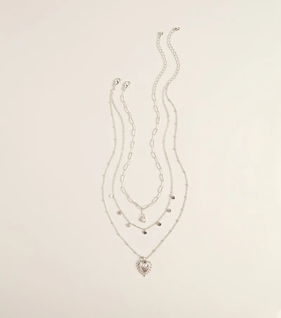 Heart On Display Layered Charm Necklace