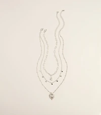 Heart On Display Layered Charm Necklace