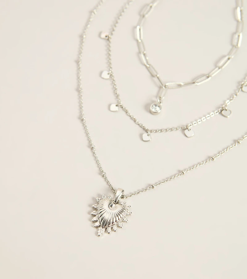 Heart On Display Layered Charm Necklace