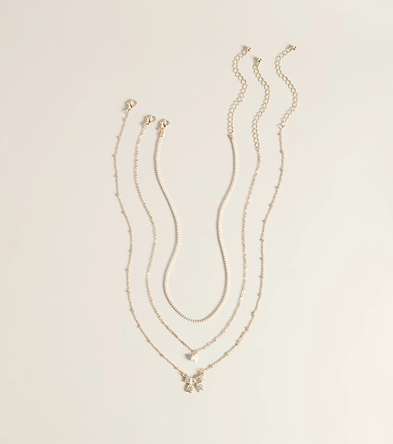 Bow On Cue Layered Charm Necklace