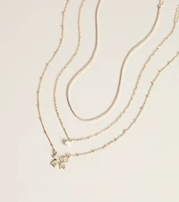 Bow On Cue Layered Charm Necklace