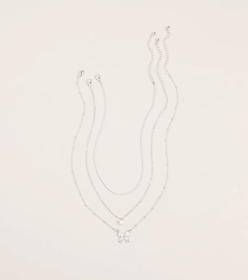 Bow On Cue Layered Charm Necklace