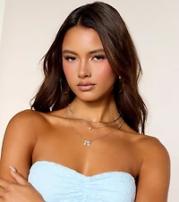 Bow On Cue Layered Charm Necklace