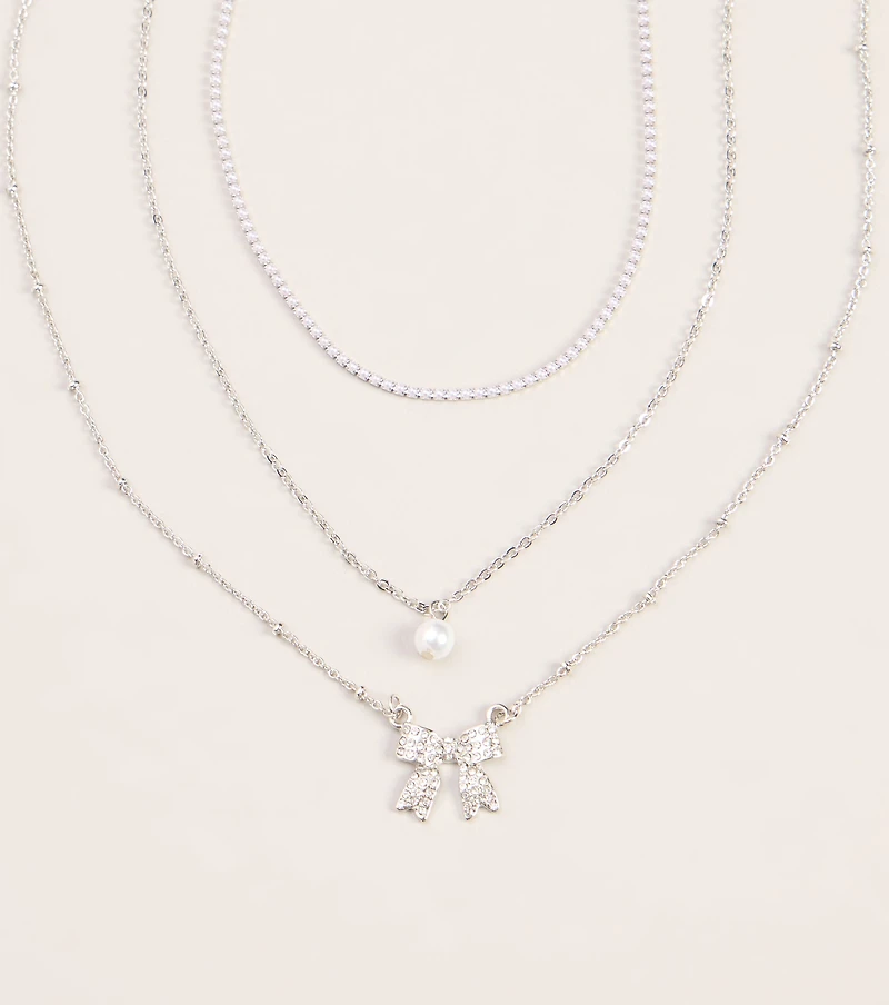 Bow On Cue Layered Charm Necklace