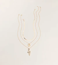 Dangerously Chic Snake Pendant Layered Necklace Set