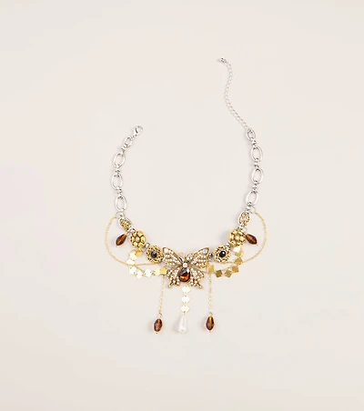 Wildly Adorned Butterfly Statement Necklace