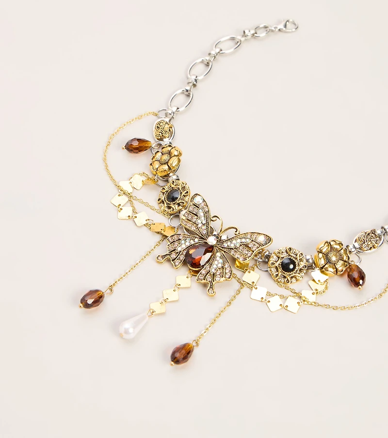 Wildly Adorned Butterfly Statement Necklace