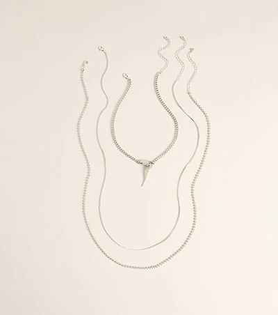 Caught In The Coil Layered Snake Necklace Set