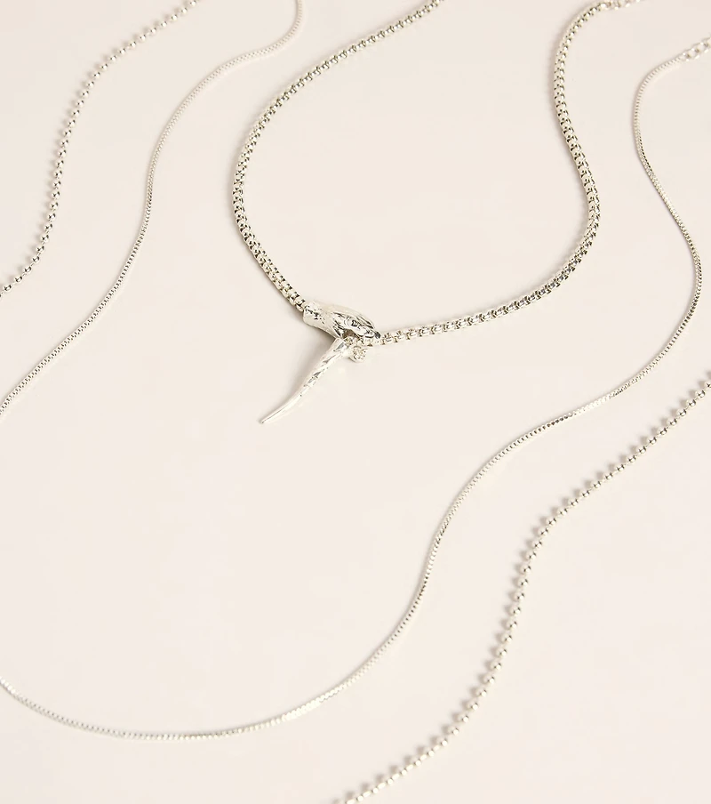 Caught In The Coil Layered Snake Necklace Set