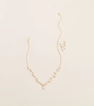 Plus One Cubic Zirconia Necklace And Earrings Set