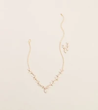 Plus One Cubic Zirconia Necklace And Earrings Set