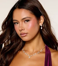 Plus One Cubic Zirconia Necklace And Earrings Set