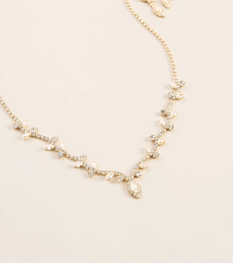 Plus One Cubic Zirconia Necklace And Earrings Set