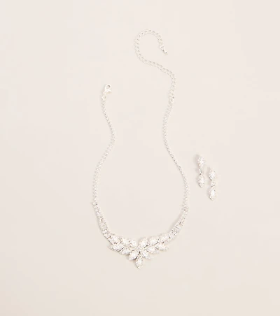 Crystal Bouquet Necklace And Earrings Set