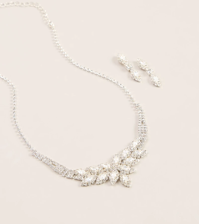 Crystal Bouquet Necklace And Earrings Set