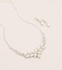 Crystal Bouquet Necklace And Earrings Set